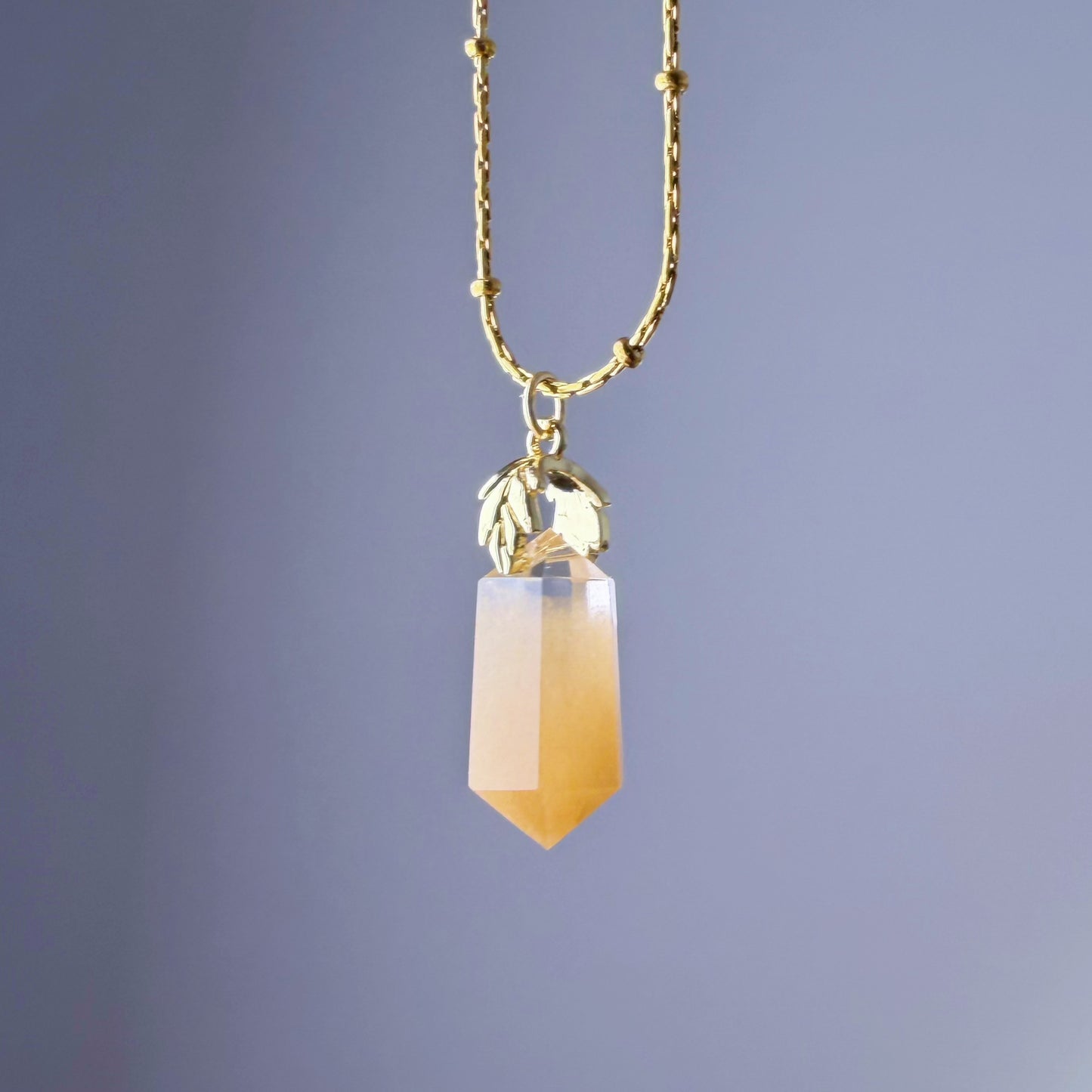 Quartzberry - Natural Yellow Rutile Quartz Crystal Pendant Necklace - One-of-a-kind