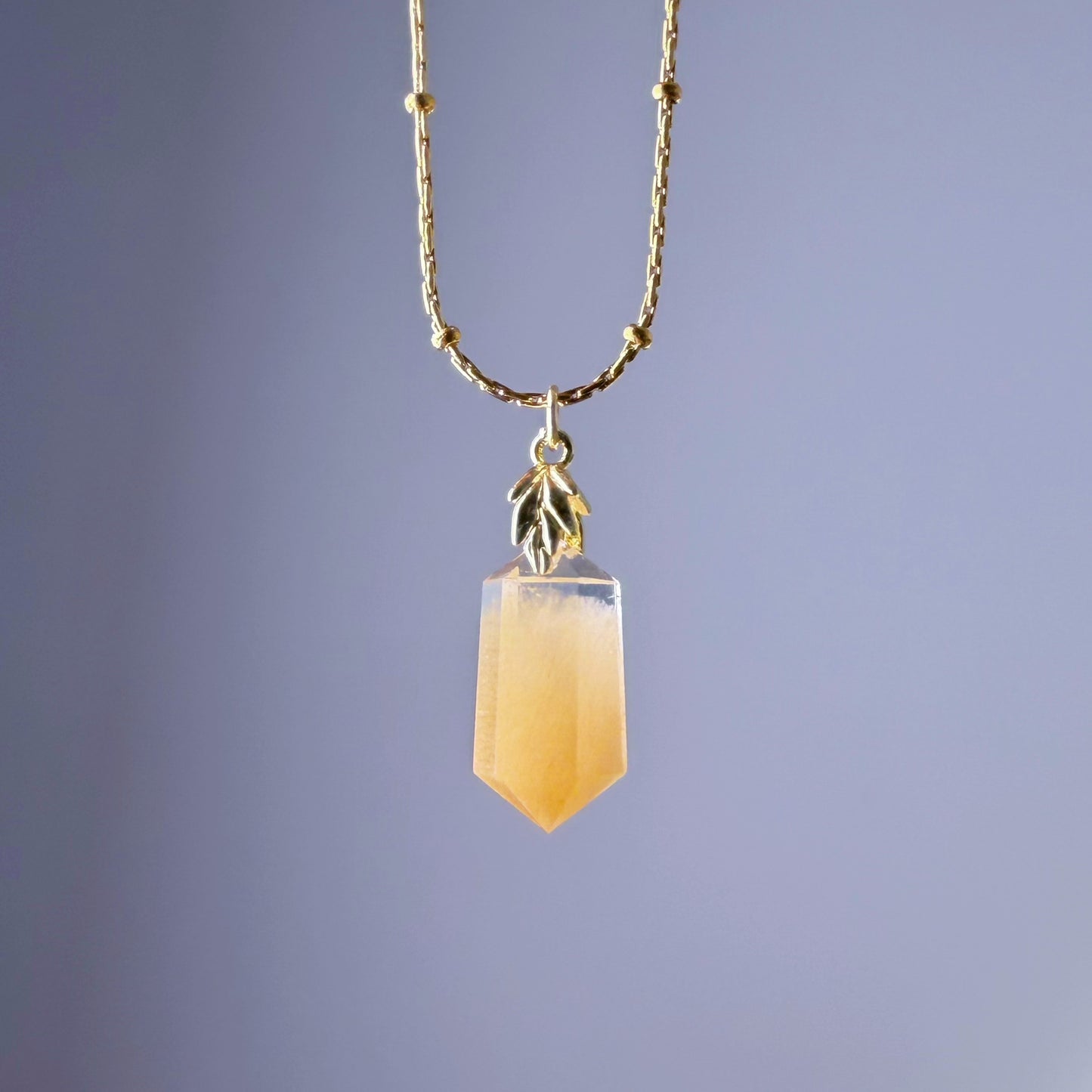 Quartzberry - Natural Yellow Rutile Quartz Crystal Pendant Necklace - One-of-a-kind