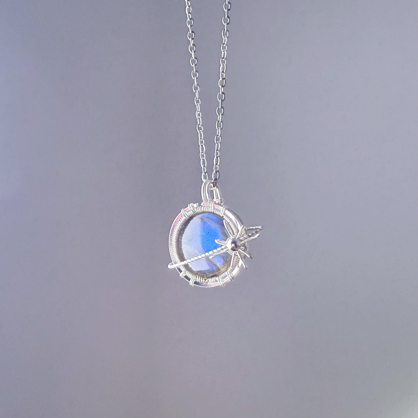 Planet - Natural Labradorite Planet Wire Wrapped Necklace