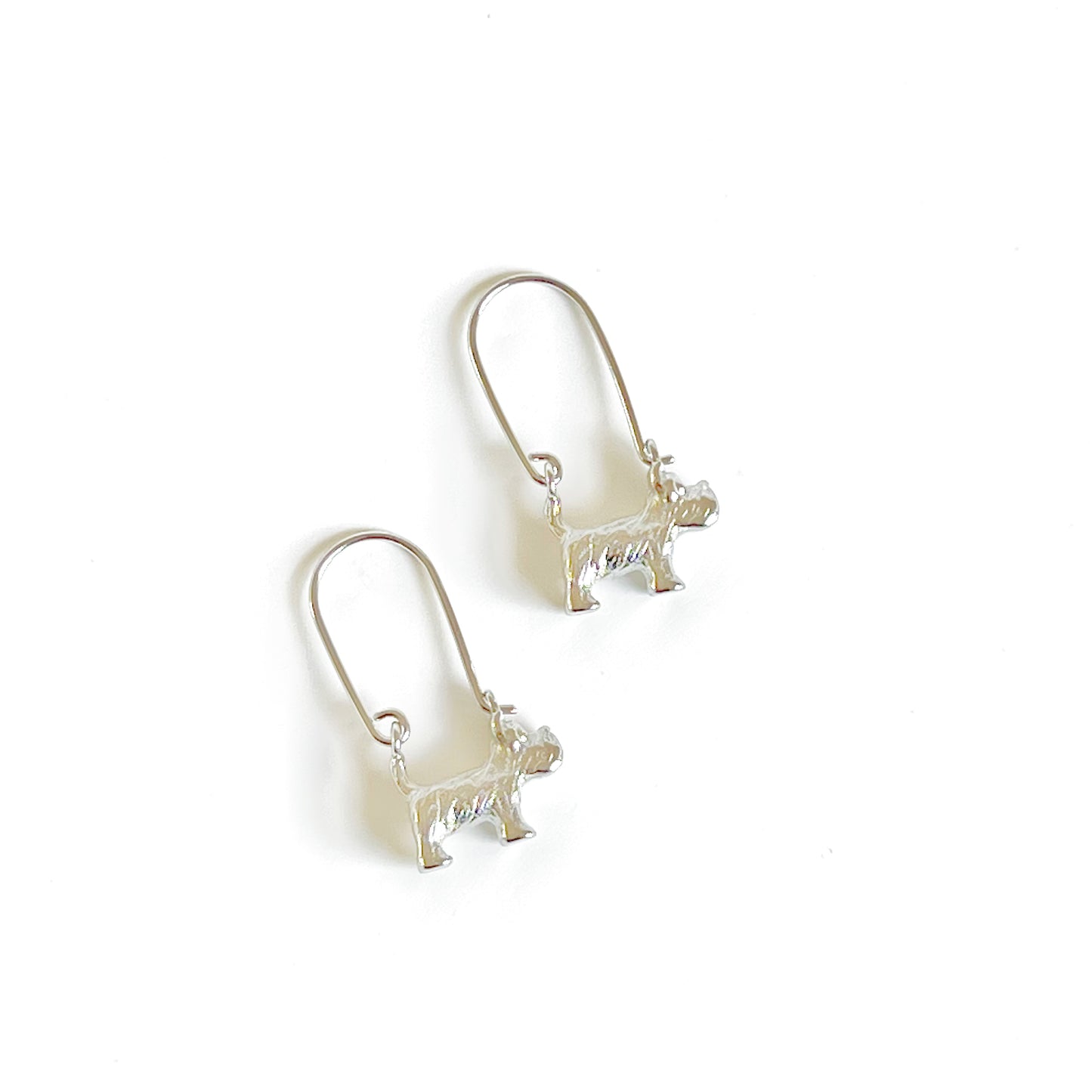 Silver West Highland White Terrier Dog Earrings-Ninaouity