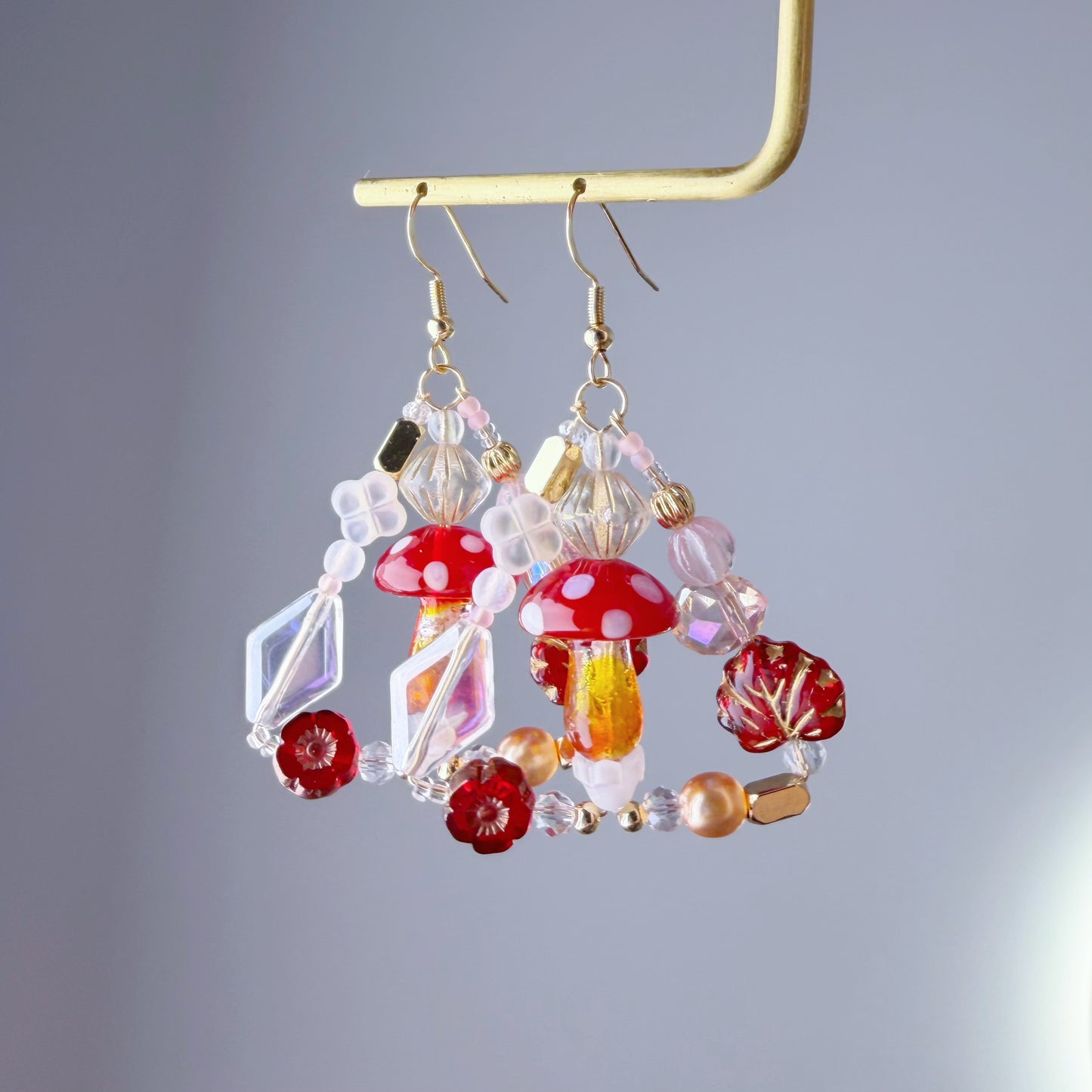Handmade Fly Agaric Woodland Red Mushrooms Earrings