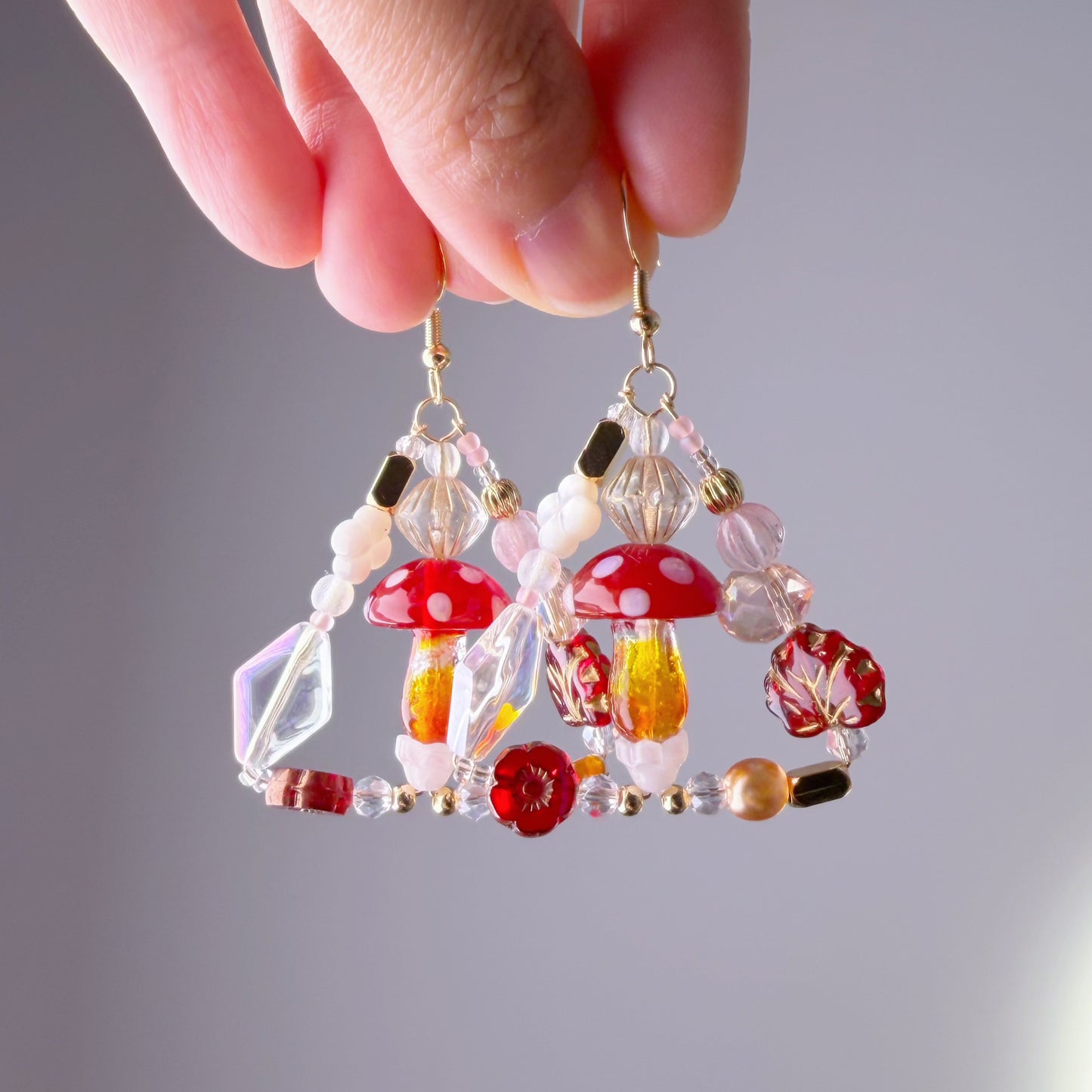 Handmade Fly Agaric Woodland Red Mushrooms Earrings