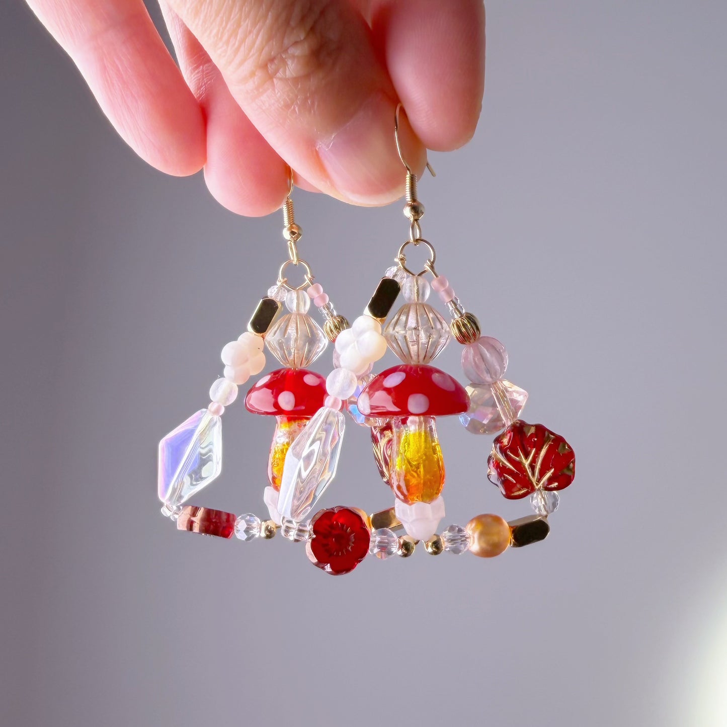 Handmade Fly Agaric Woodland Red Mushrooms Earrings