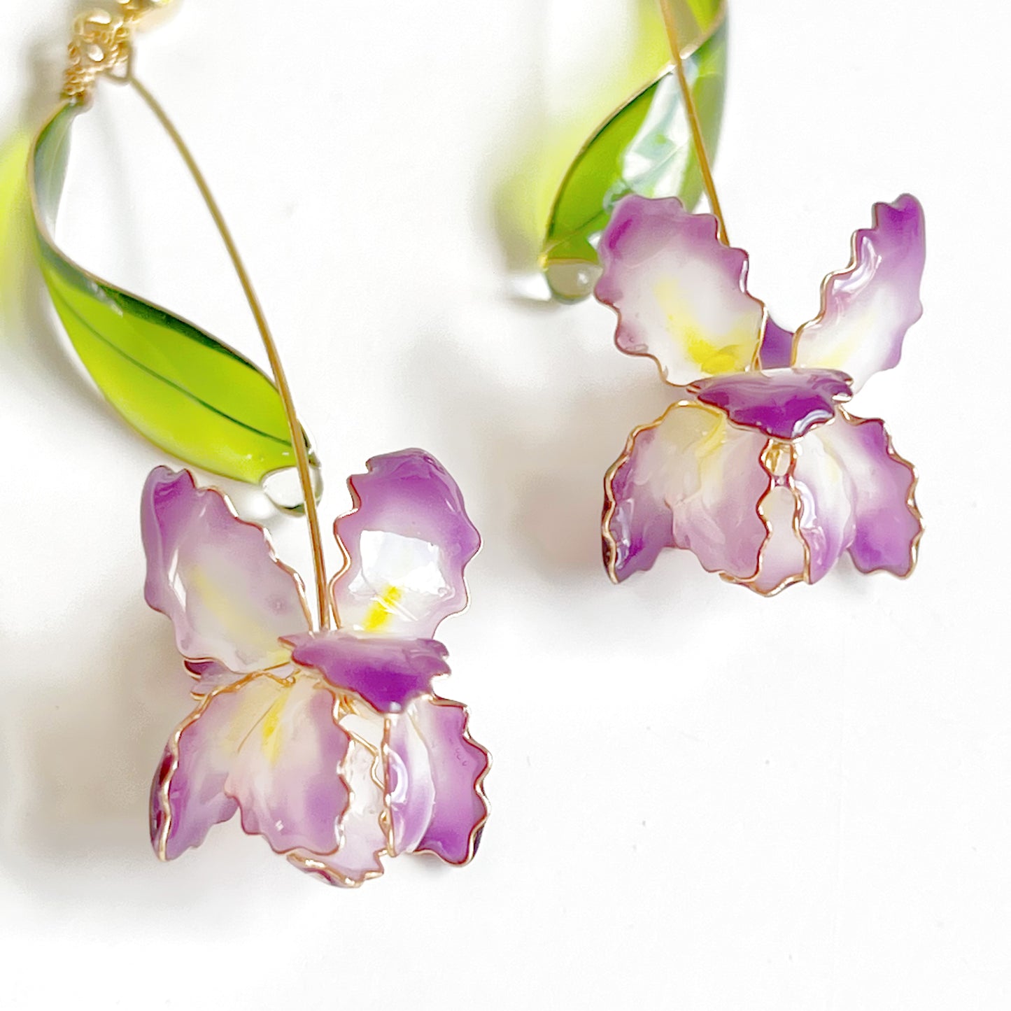 Handmade Purple Iris Flower Earrings-Ninaouity