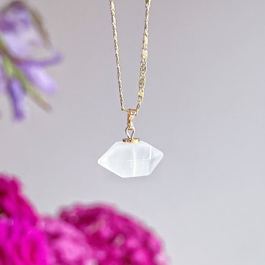 Double Terminated White Quartz Crystal Necklace-Ninaouity