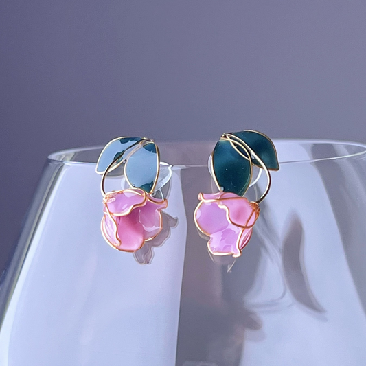 Handmade Purple Tulips Flower Earrings-Ninaouity