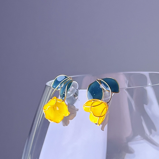 Handmade Yellow Tulips Flower Earrings-Ninaouity