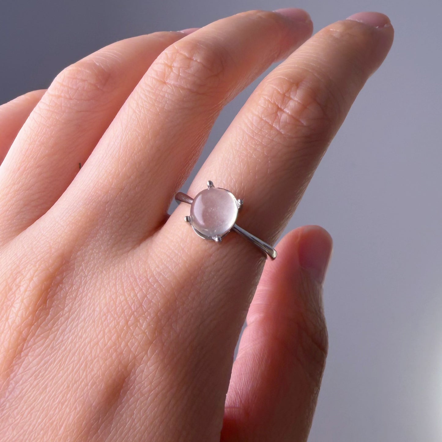 Natural Crystal Light Yellow Citrine Silver Ring