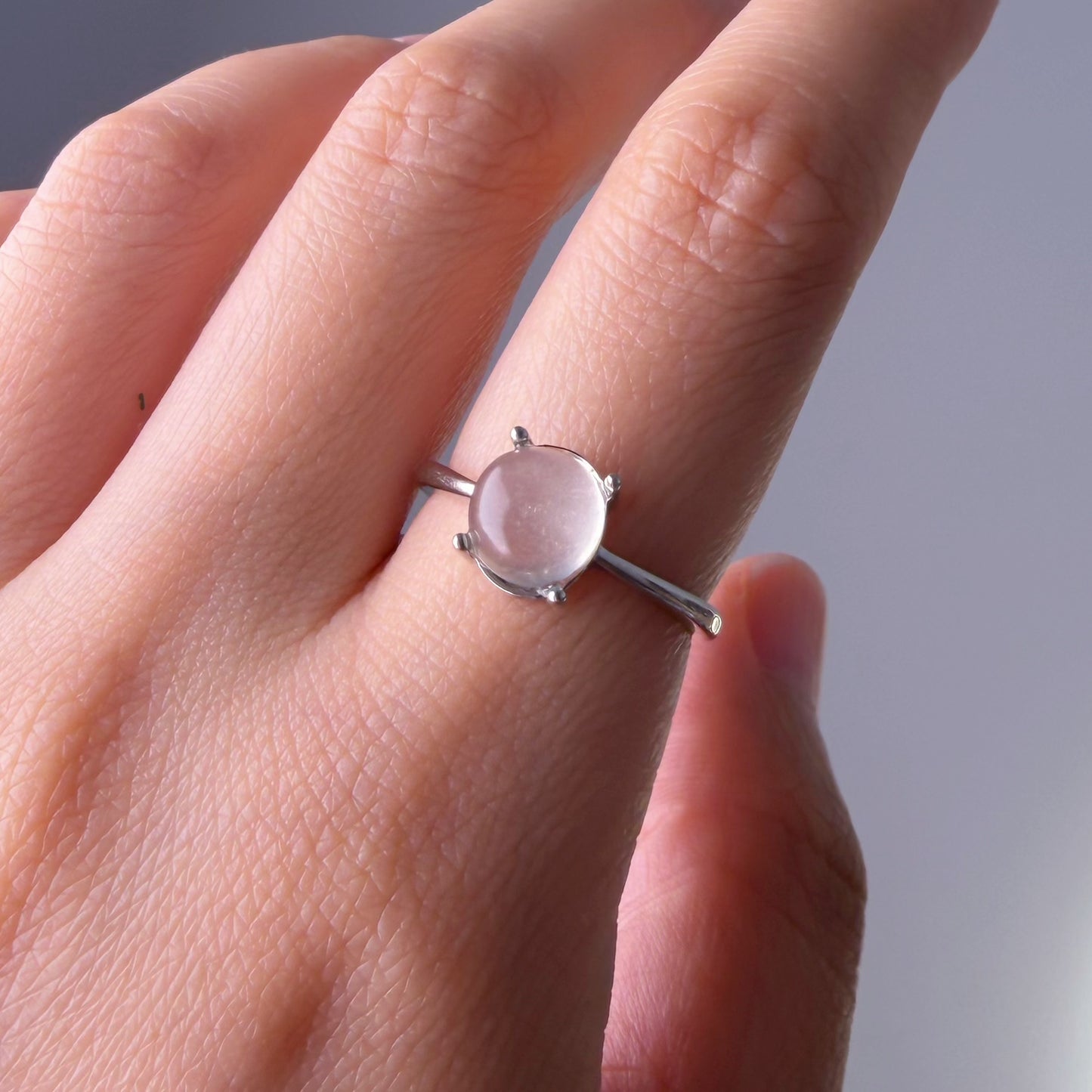Natural Crystal Light Yellow Citrine Silver Ring