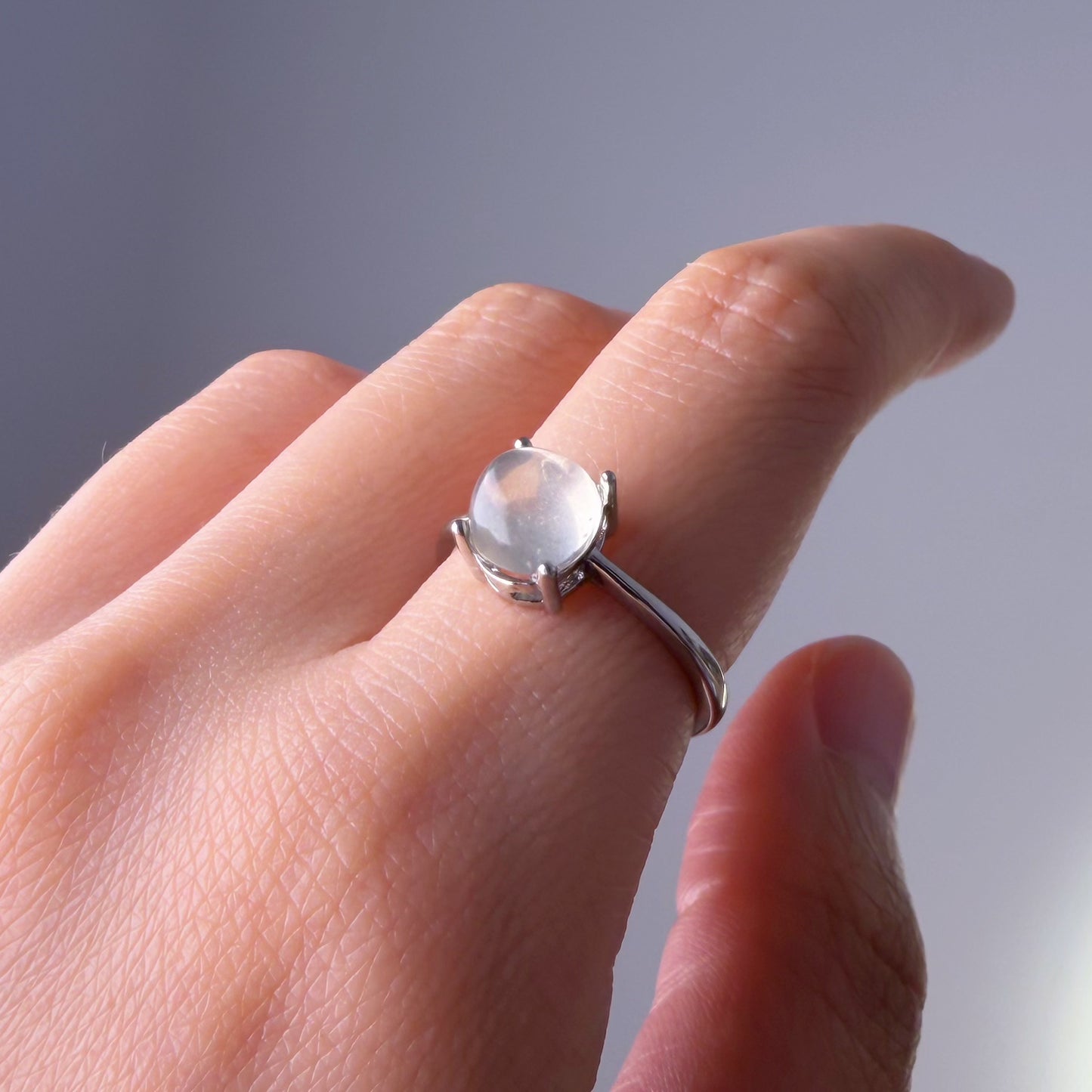 Natural Crystal Light Yellow Citrine Silver Ring
