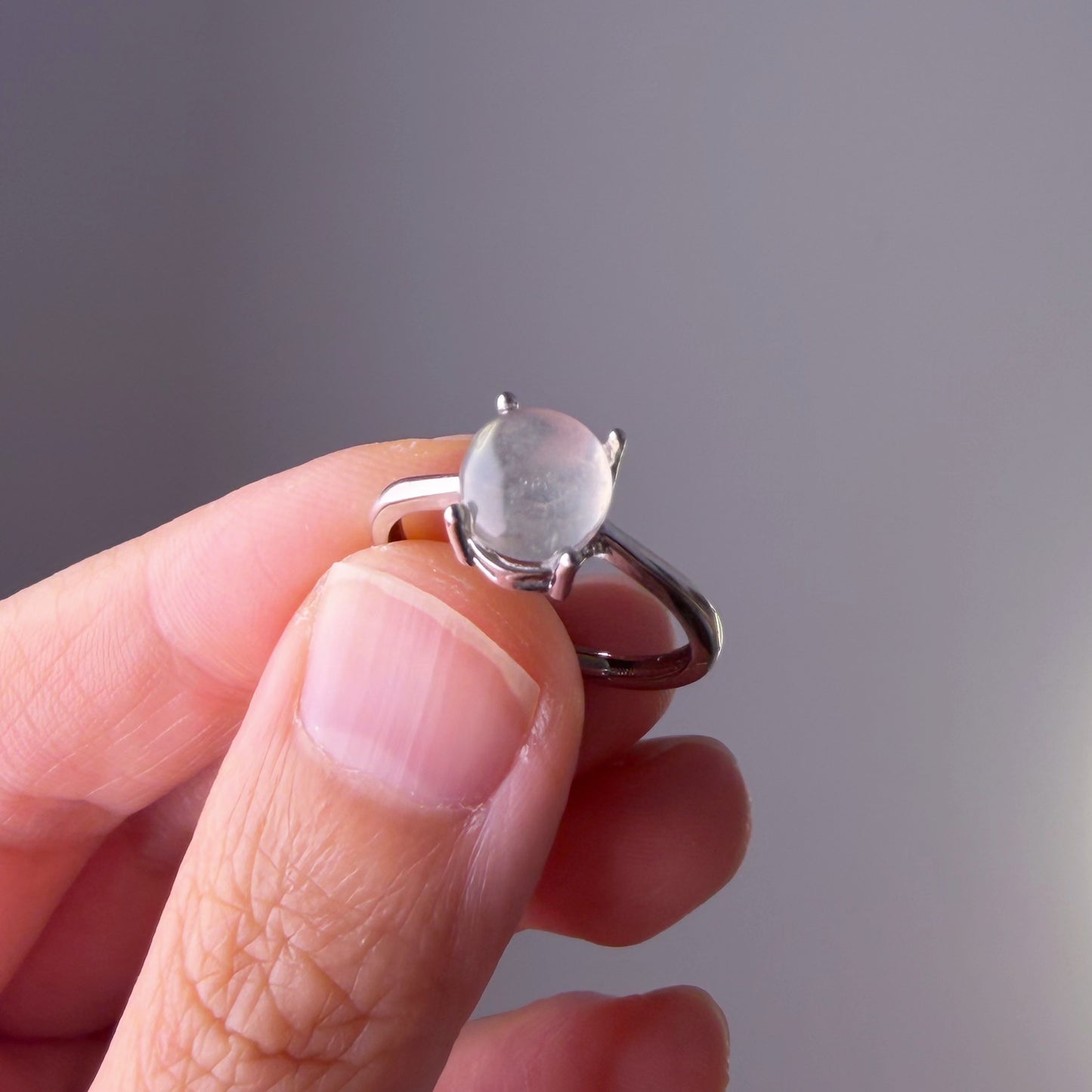 Natural Crystal Light Yellow Citrine Silver Ring