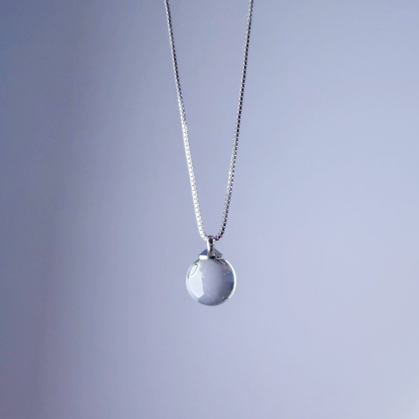 Handmade Natural Clear Quartz Mini Globe Bubble Pendant Necklace