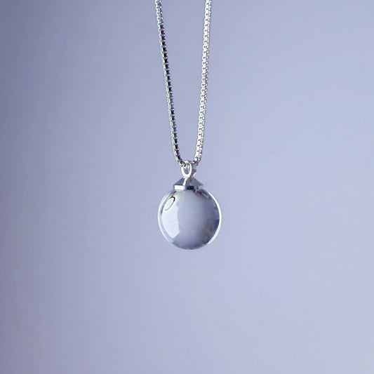 Handmade Natural Clear Quartz Mini Globe Bubble Pendant Necklace