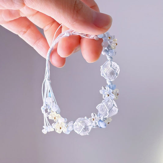 Quartzberry - All Chakra Clear Quartz Three Crystals Macrame Bracelet