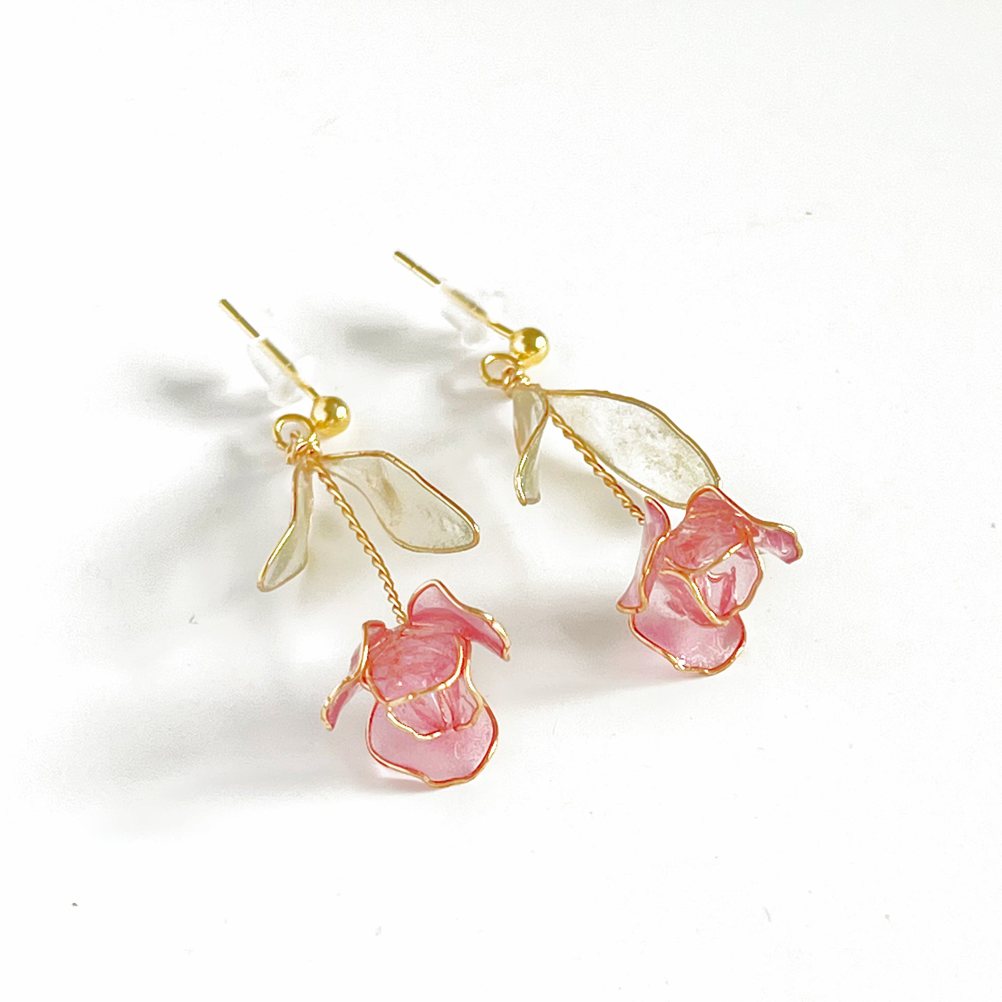 Handmade Dark Pink Tulips Flower Earrings-Ninaouity