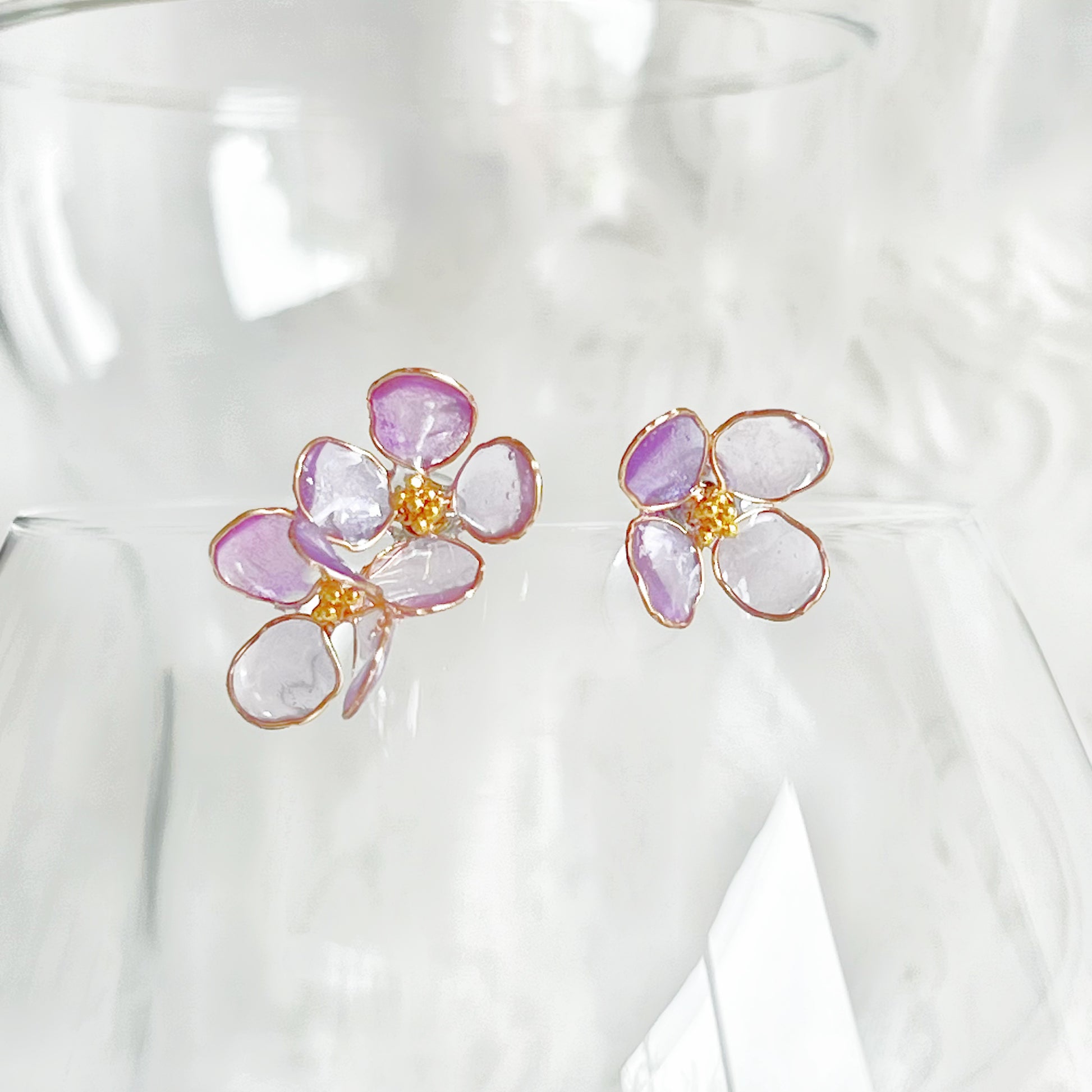 Handmade Purple Hydrangeas Flower Mismatch Earrings-Ninaouity