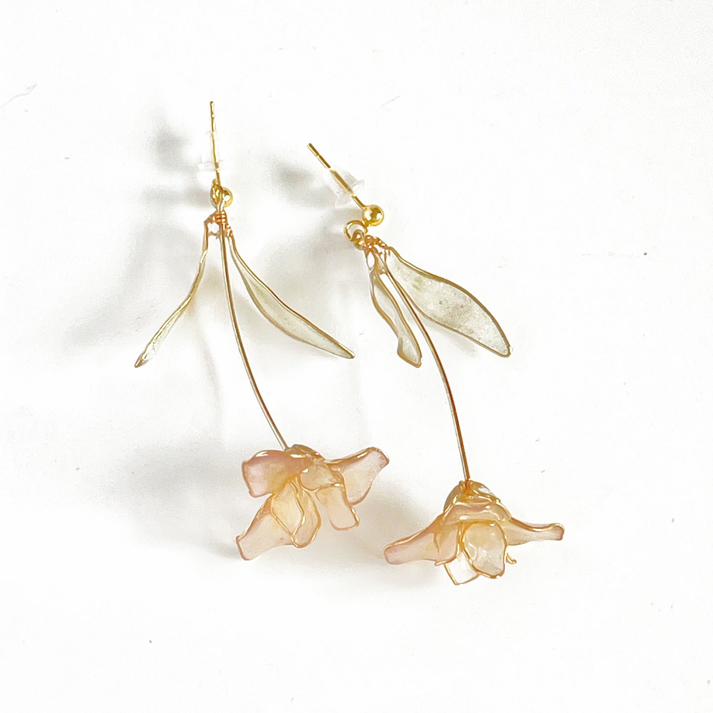 Handmade Light Pink Iris Flower Earrings-Ninaouity