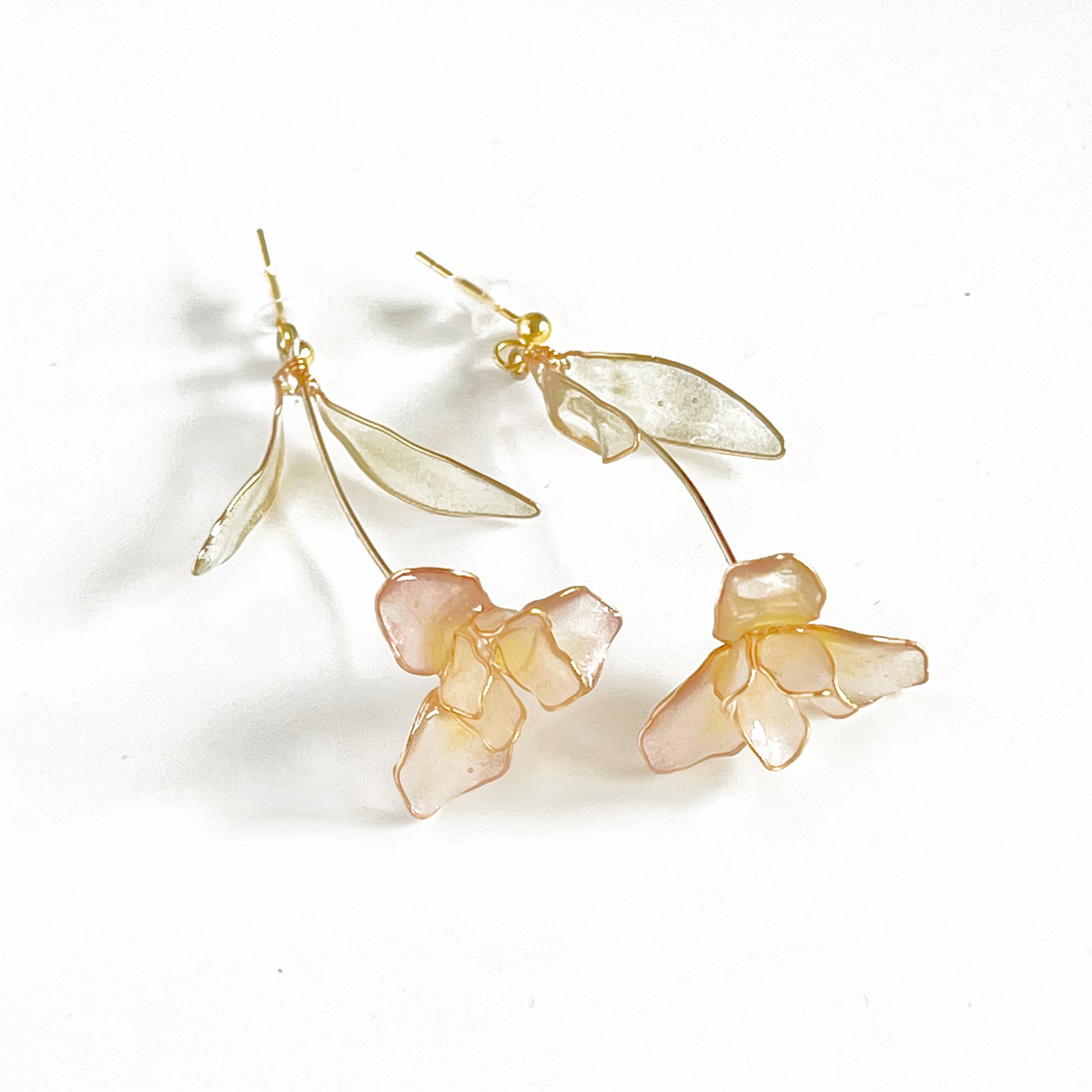 Handmade Light Pink Iris Flower Earrings-Ninaouity
