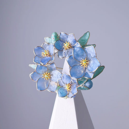 Handmade Meconopsis Blue Poppies Flowers Wreath Brooch
