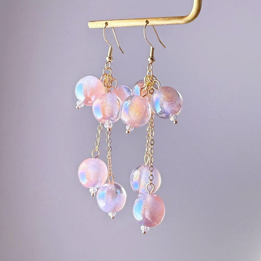 Handmade Bubble Gum Earrings - Colour Change under Sun from Pink to Purple