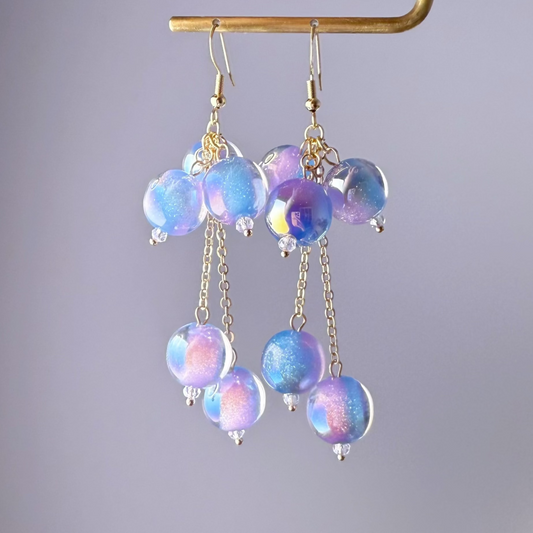 Handmade Blue Bubble Gum Silver Earrings