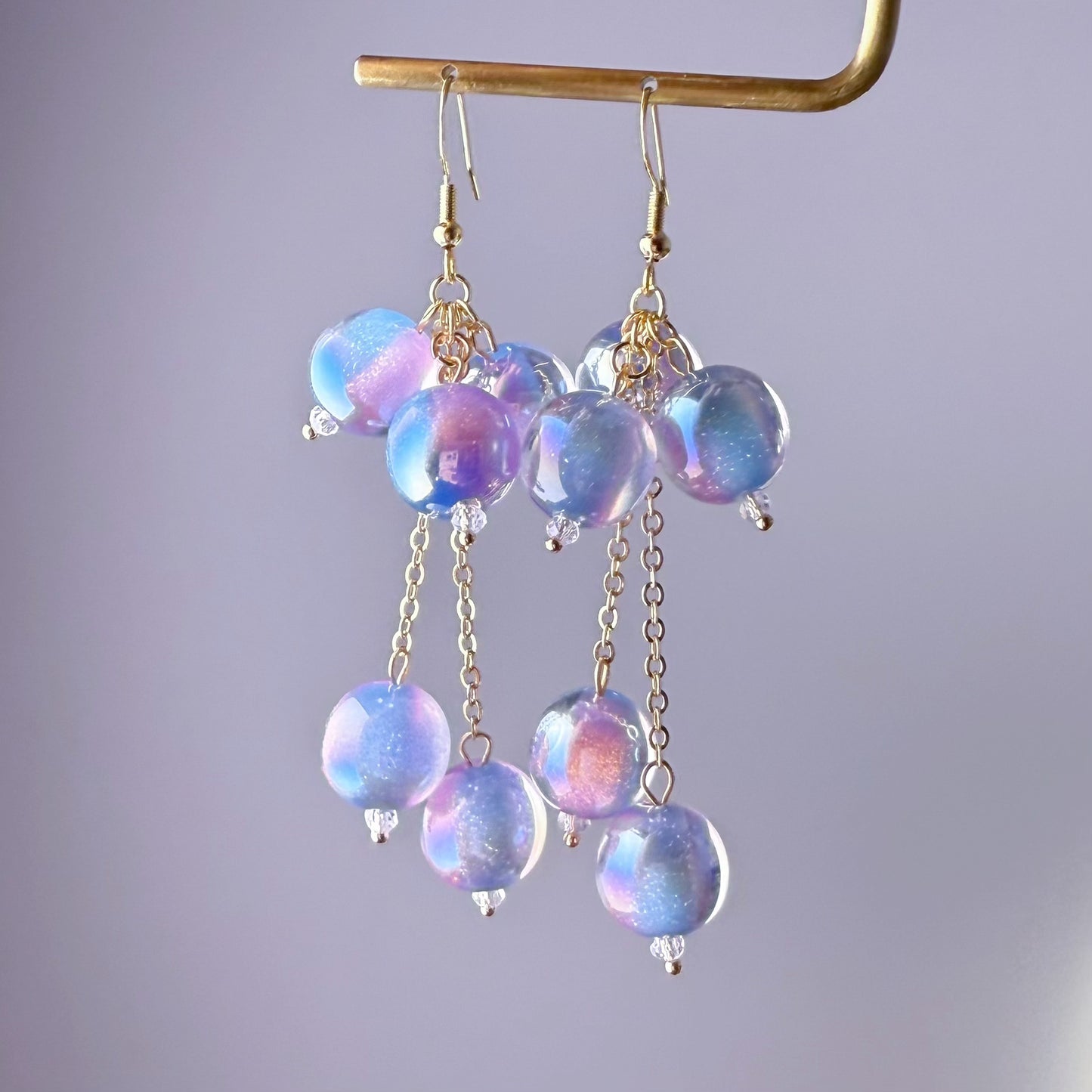 Handmade Blue Bubble Gum Silver Earrings