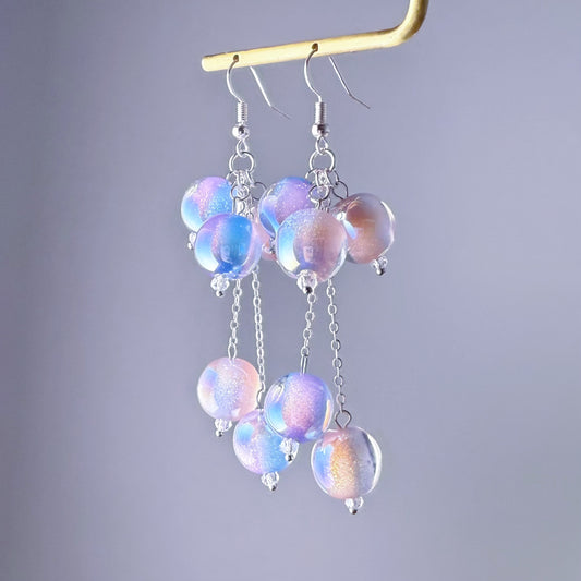 Handmade Bubble Gum Silver Earrings - Colour Change under Sun from Pink to Purple