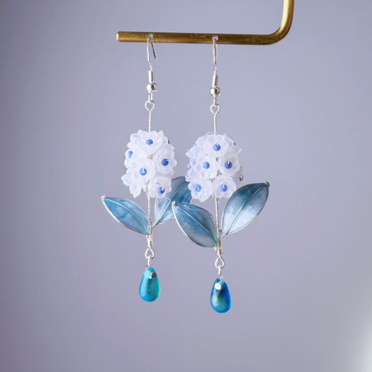 Handmade White Hydrangeas Annabelle Flowers Earrings