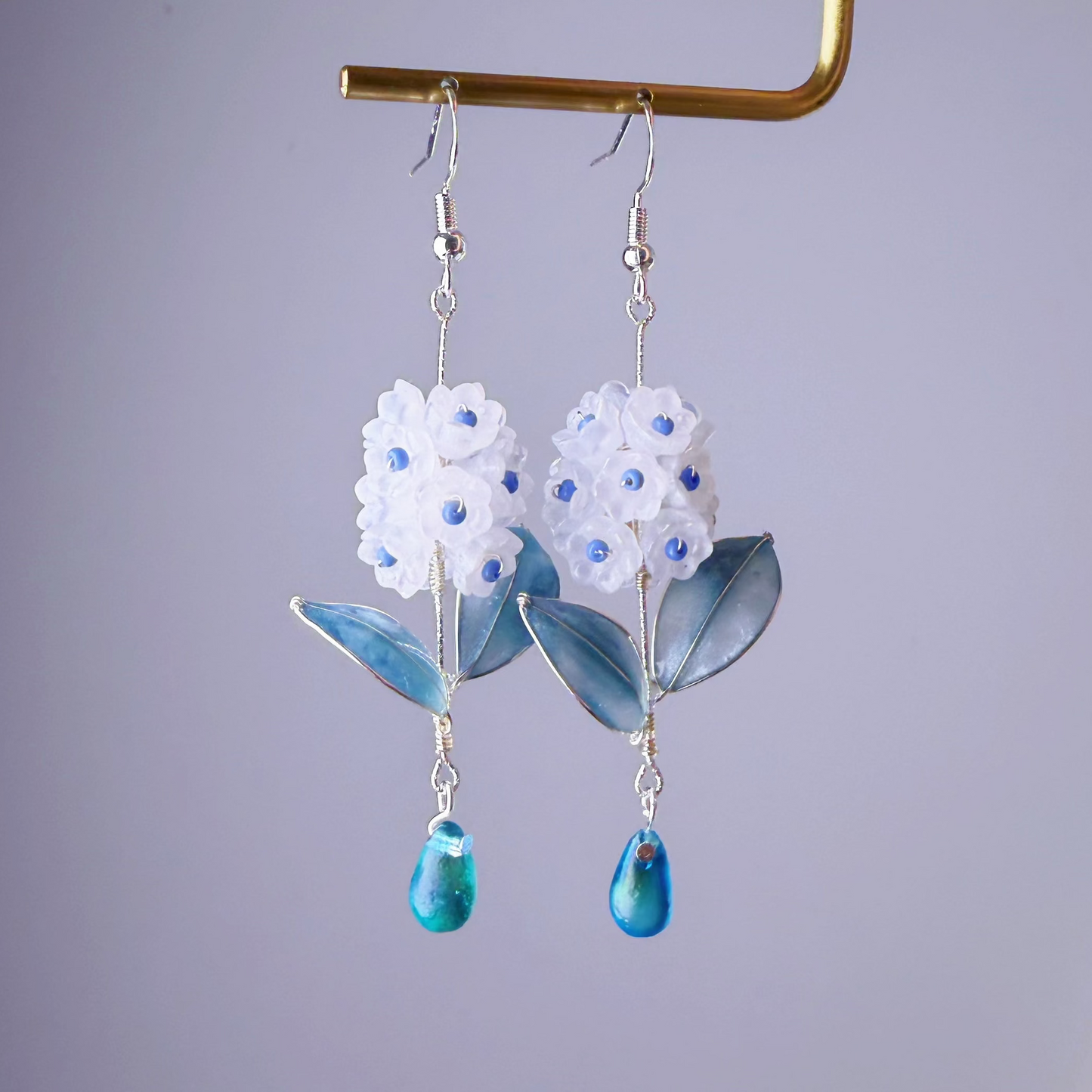 Handmade White Hydrangeas Annabelle Flowers Earrings