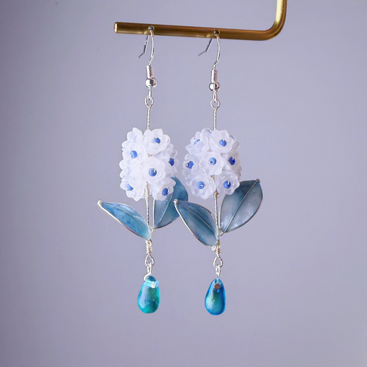 Handmade White Hydrangeas Annabelle Flowers Earrings