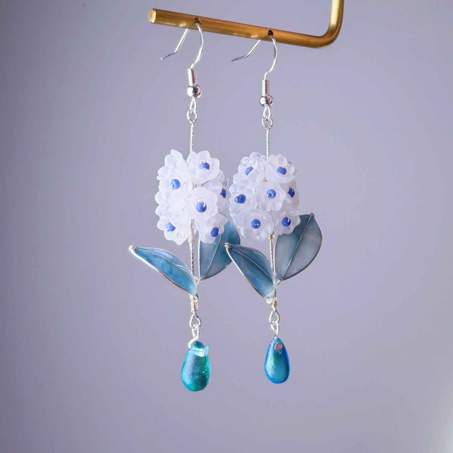 Handmade White Hydrangeas Annabelle Flowers Earrings