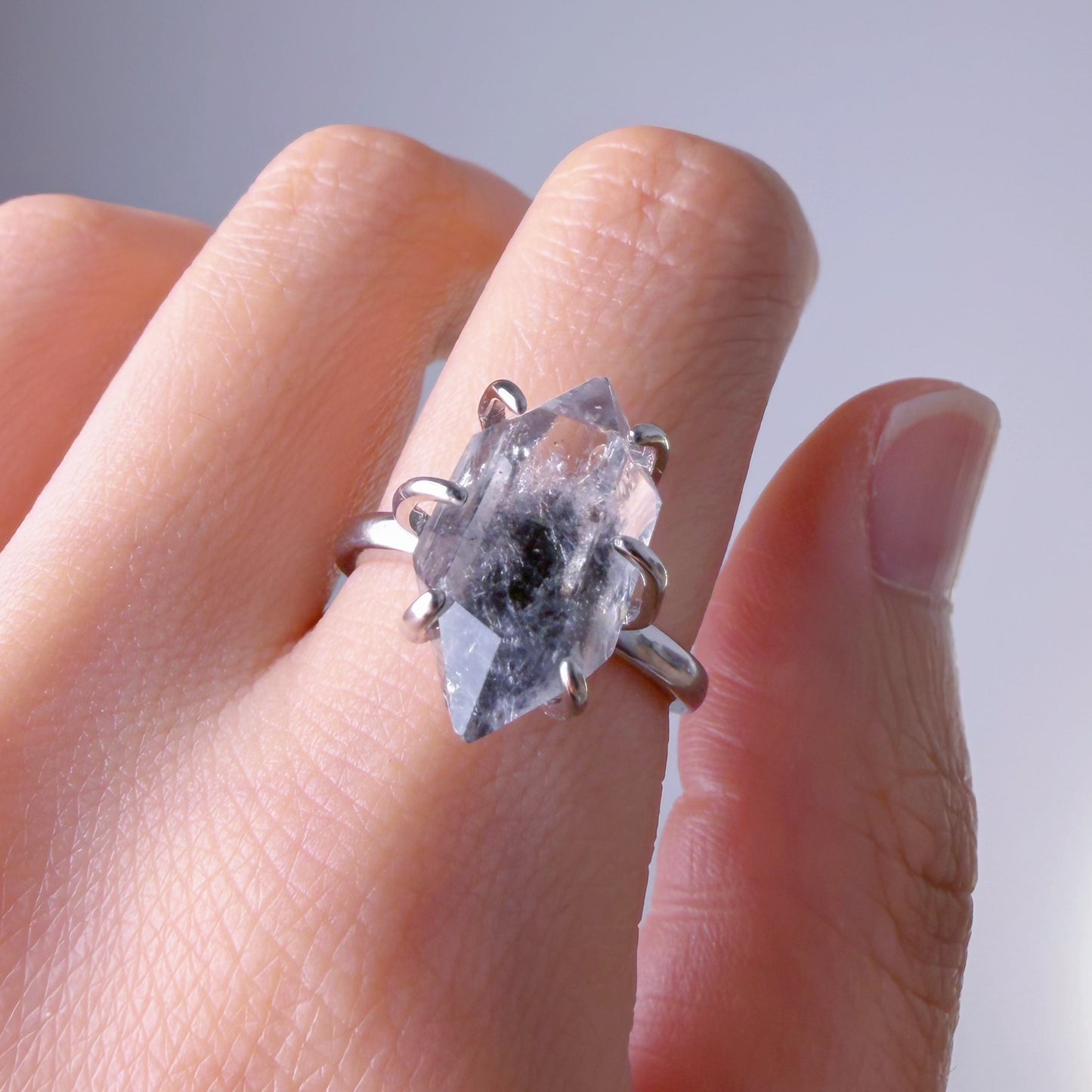 Quartzberry - Natural Small Herkimer Diamond Raw Crystal Ring - One-of-a-kind