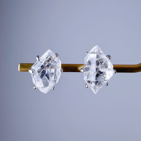 Quartzberry - Handmade Natural Herkimer Diamond Raw Crystal Earrings