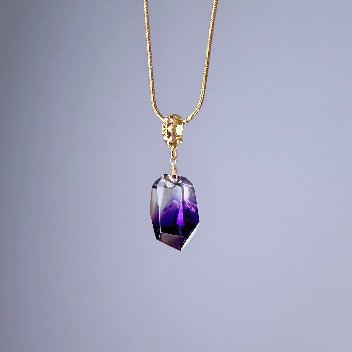 Quartzberry - Natural Amethyst with Inclusion Quartz Crystal Necklace - One-of-a-kind