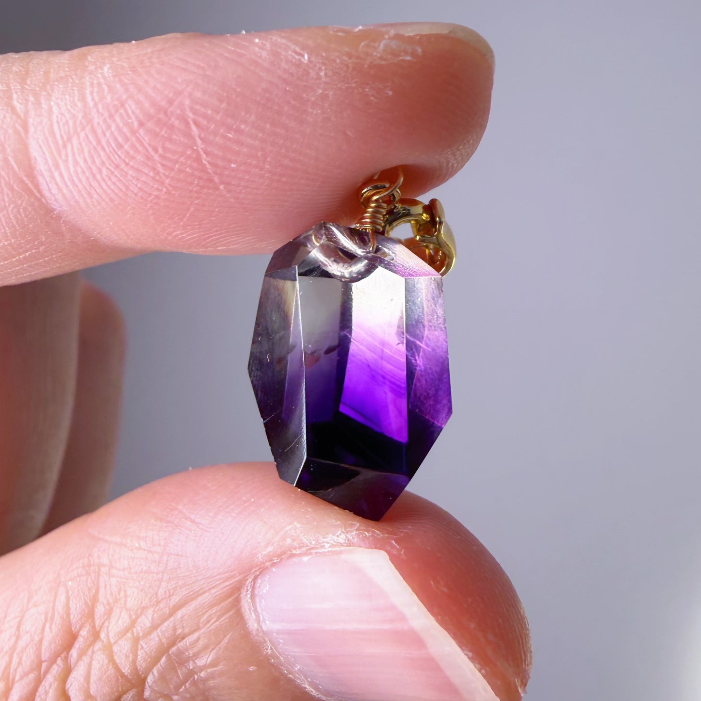 Quartzberry - Natural Amethyst with Inclusion Quartz Crystal Necklace - One-of-a-kind