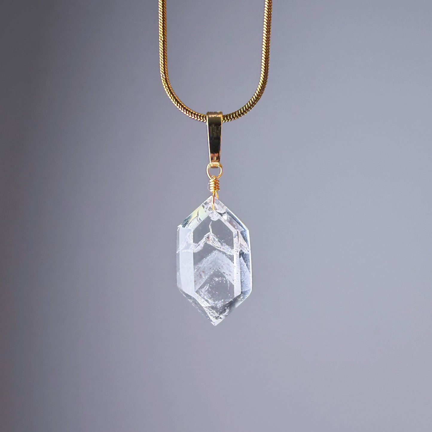 Quartzberry - Natural White Snow Mountain Phantom Quartz Double Terminated Crystal Necklace - One-of-a-kind