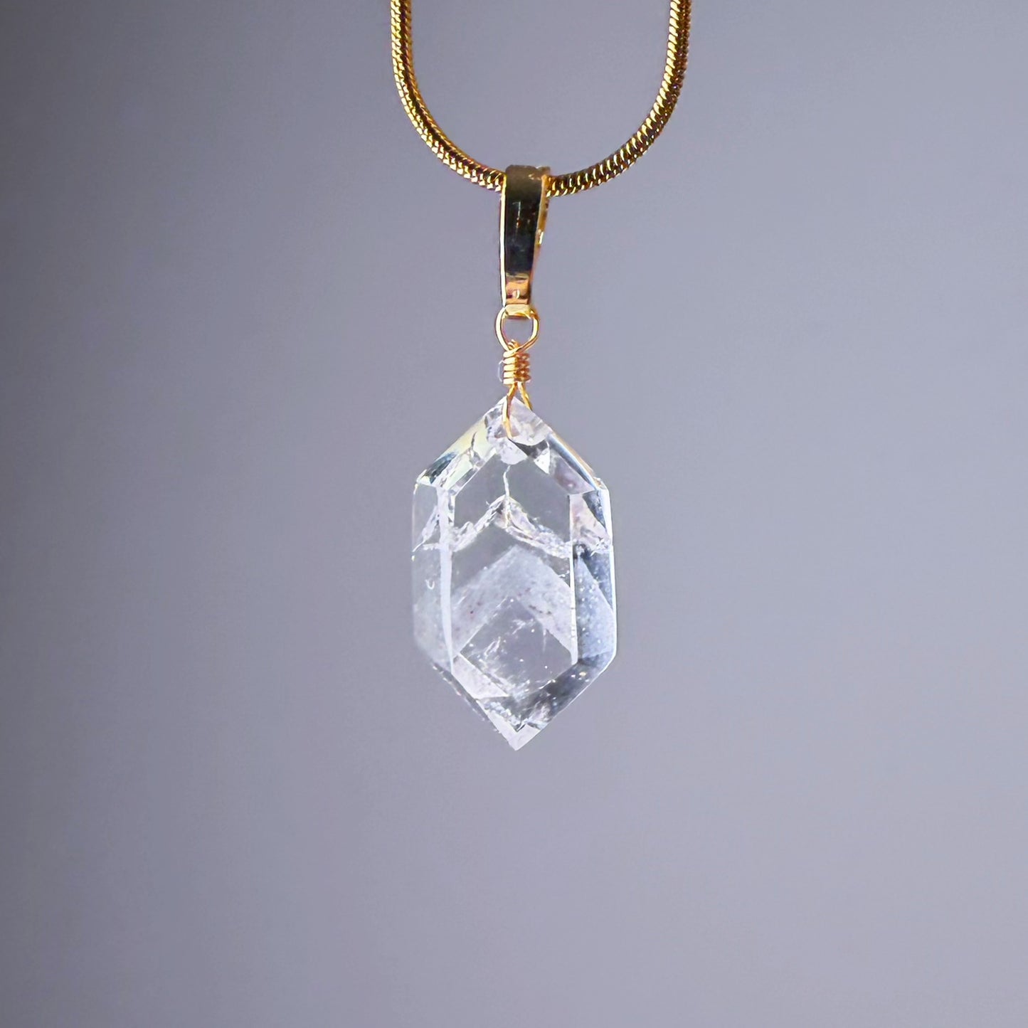 Quartzberry - Natural White Snow Mountain Phantom Quartz Double Terminated Crystal Necklace - One-of-a-kind