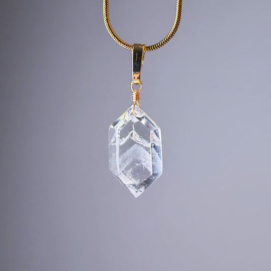 Quartzberry - Natural White Snow Mountain Phantom Quartz Double Terminated Crystal Necklace - One-of-a-kind