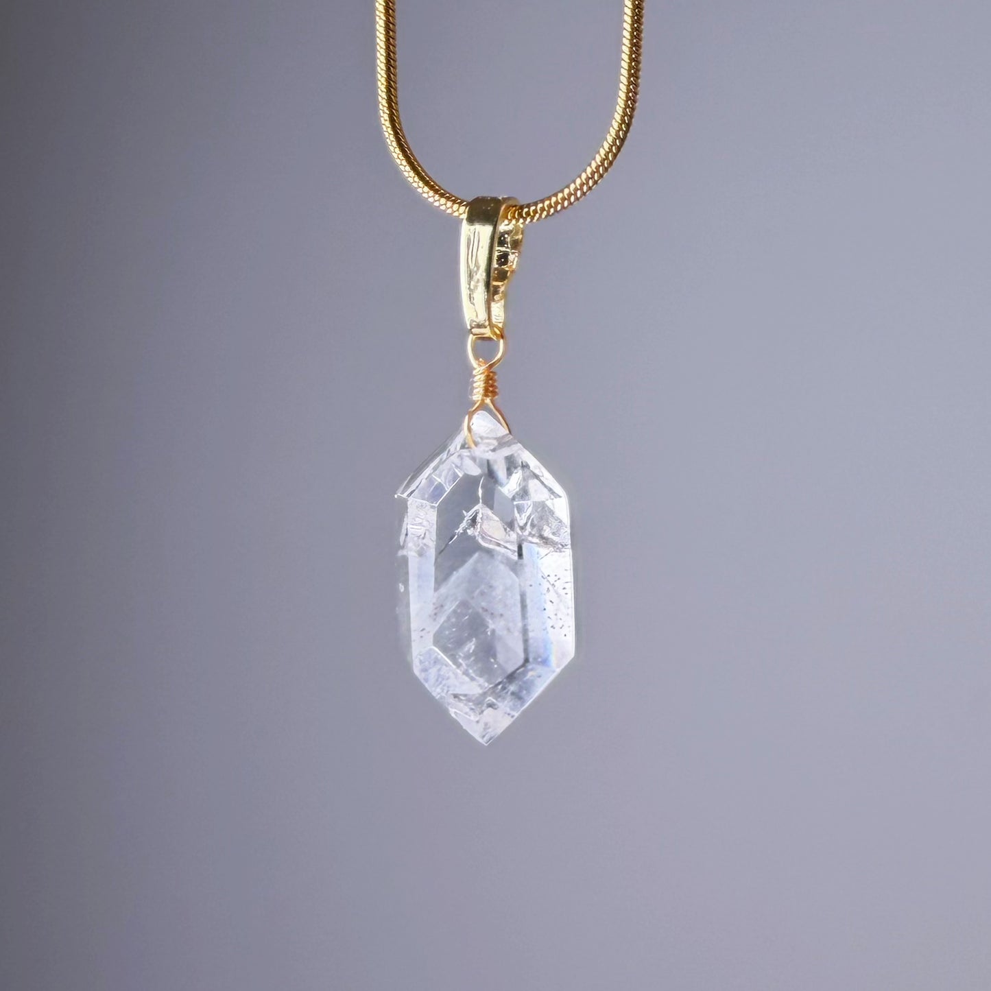 Quartzberry - Natural White Snow Mountain Phantom Quartz Double Terminated Crystal Necklace - One-of-a-kind