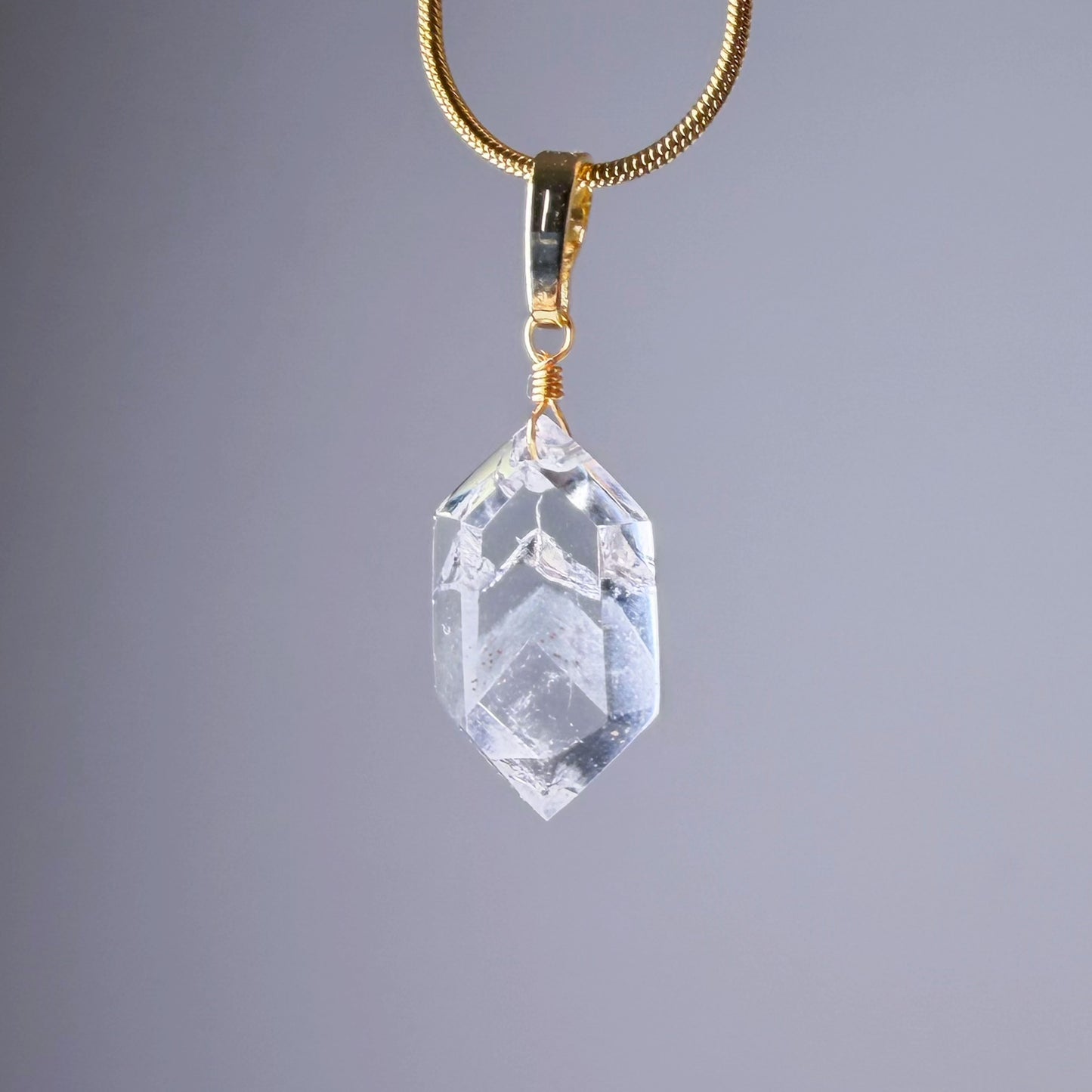 Quartzberry - Natural White Snow Mountain Phantom Quartz Double Terminated Crystal Necklace - One-of-a-kind