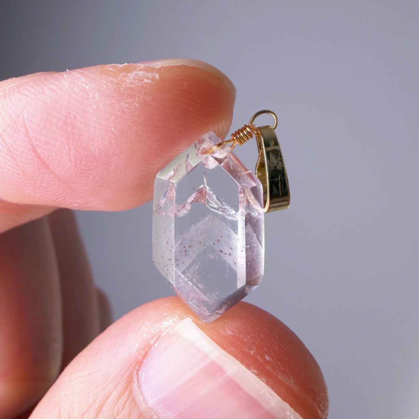 Quartzberry - Natural White Snow Mountain Phantom Quartz Double Terminated Crystal Necklace - One-of-a-kind
