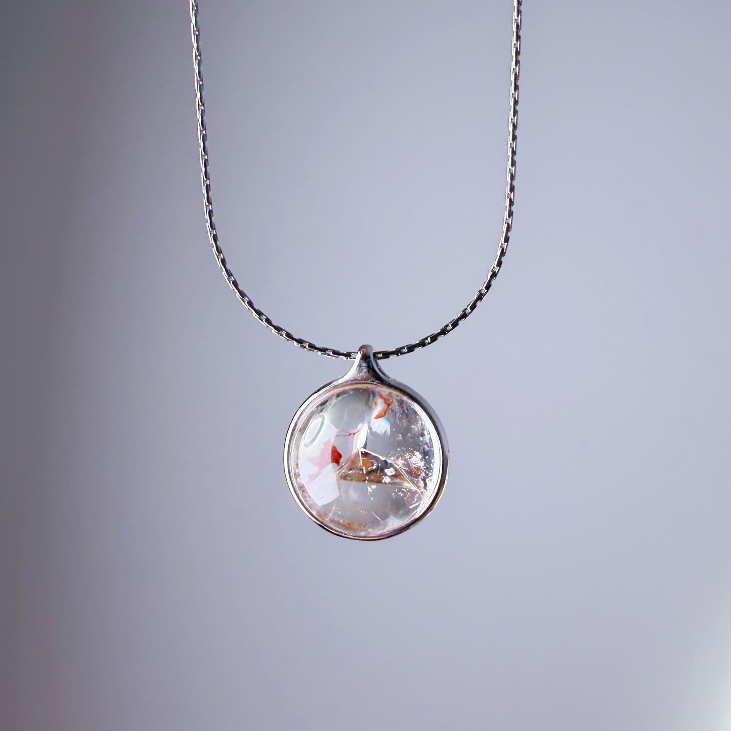 Quartzberry - Natural Herkimer Diamond with Mountain Shape Inclusion Quartz Crystal Necklace - One-of-a-kind