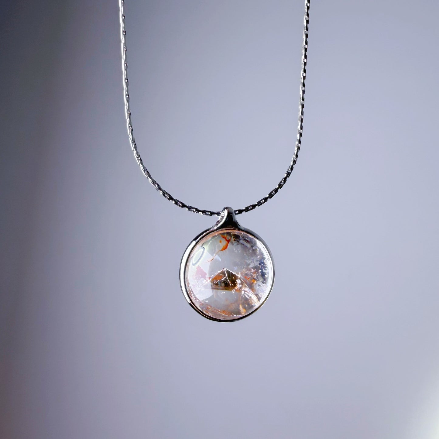 Quartzberry - Natural Herkimer Diamond with Mountain Shape Inclusion Quartz Crystal Necklace - One-of-a-kind