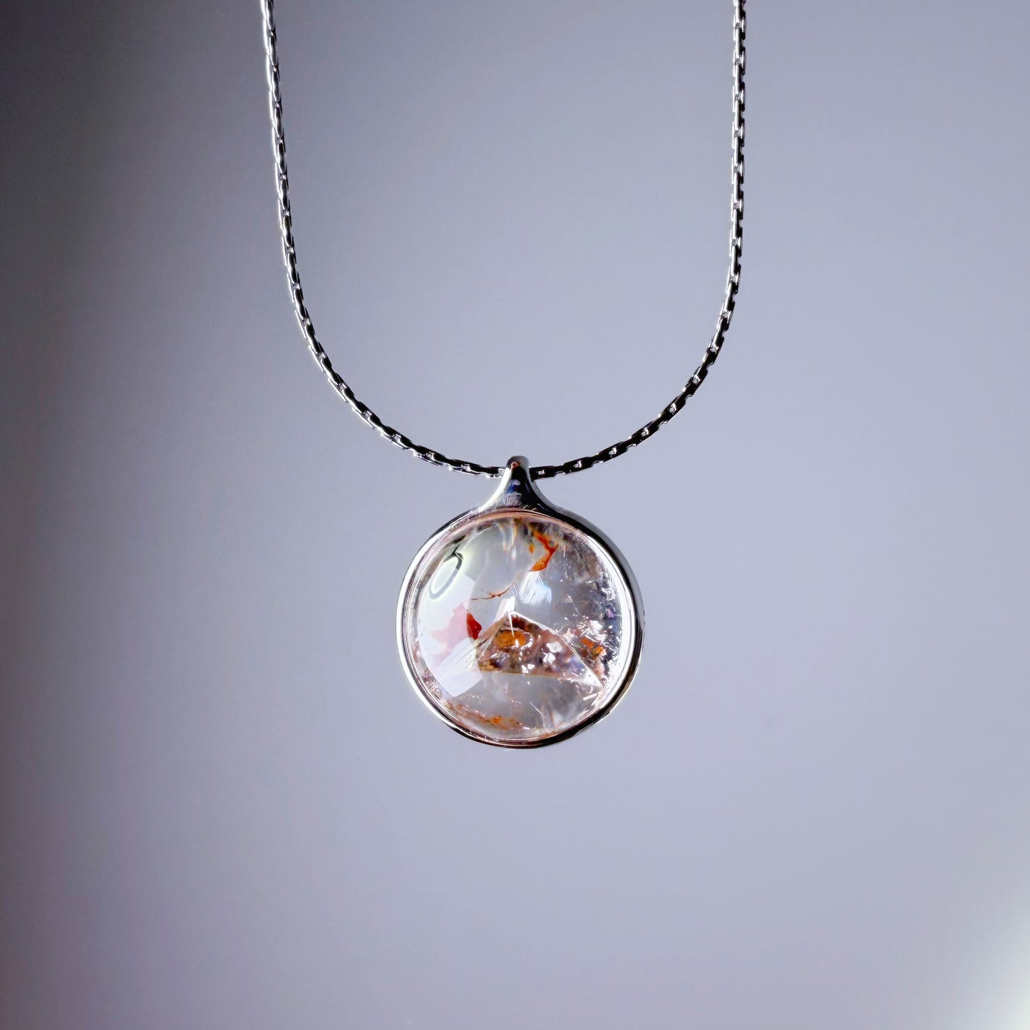 Quartzberry - Natural Herkimer Diamond with Mountain Shape Inclusion Quartz Crystal Necklace - One-of-a-kind