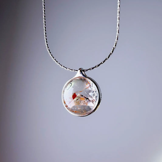 Quartzberry - Natural Herkimer Diamond with Mountain Shape Inclusion Quartz Crystal Necklace - One-of-a-kind