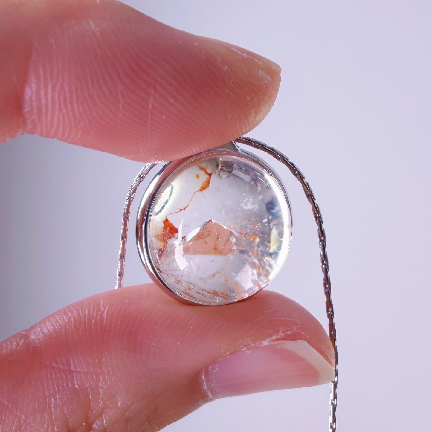 Quartzberry - Natural Herkimer Diamond with Mountain Shape Inclusion Quartz Crystal Necklace - One-of-a-kind