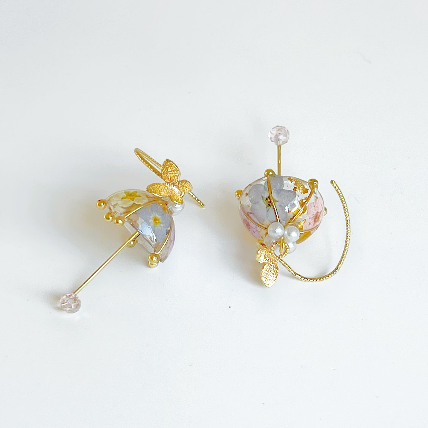 Pressed Flower Umbrella Earrings-Ninaouity