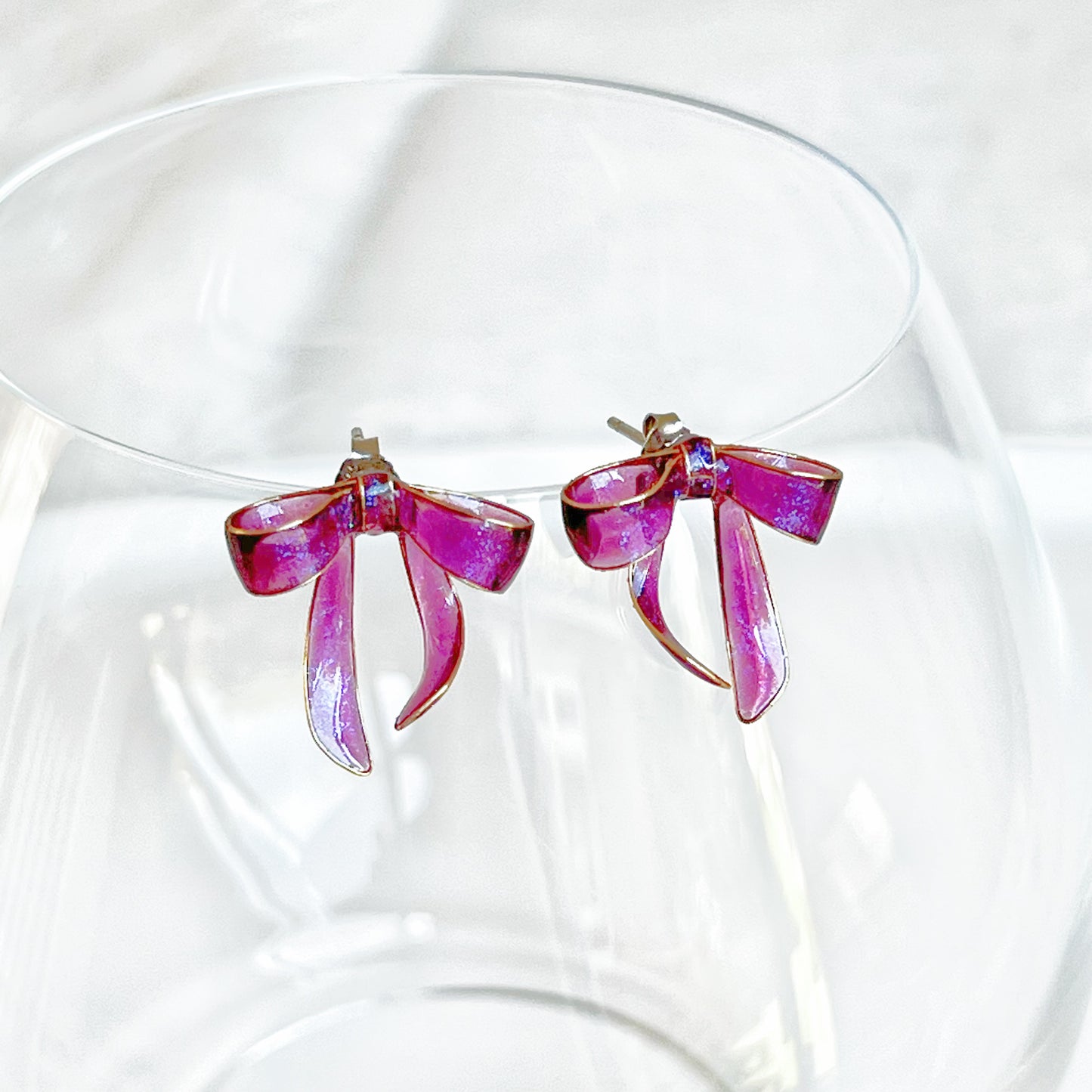 Handmade Purple Bow Tie Earrings-Ninaouity
