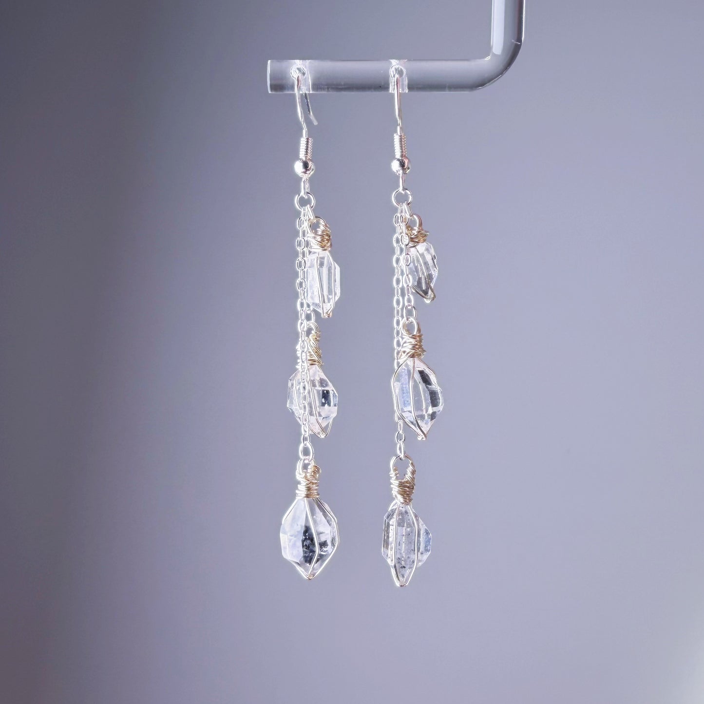 Handmade Natural Herkimer Diamond Raw Stones Crystal Earrings