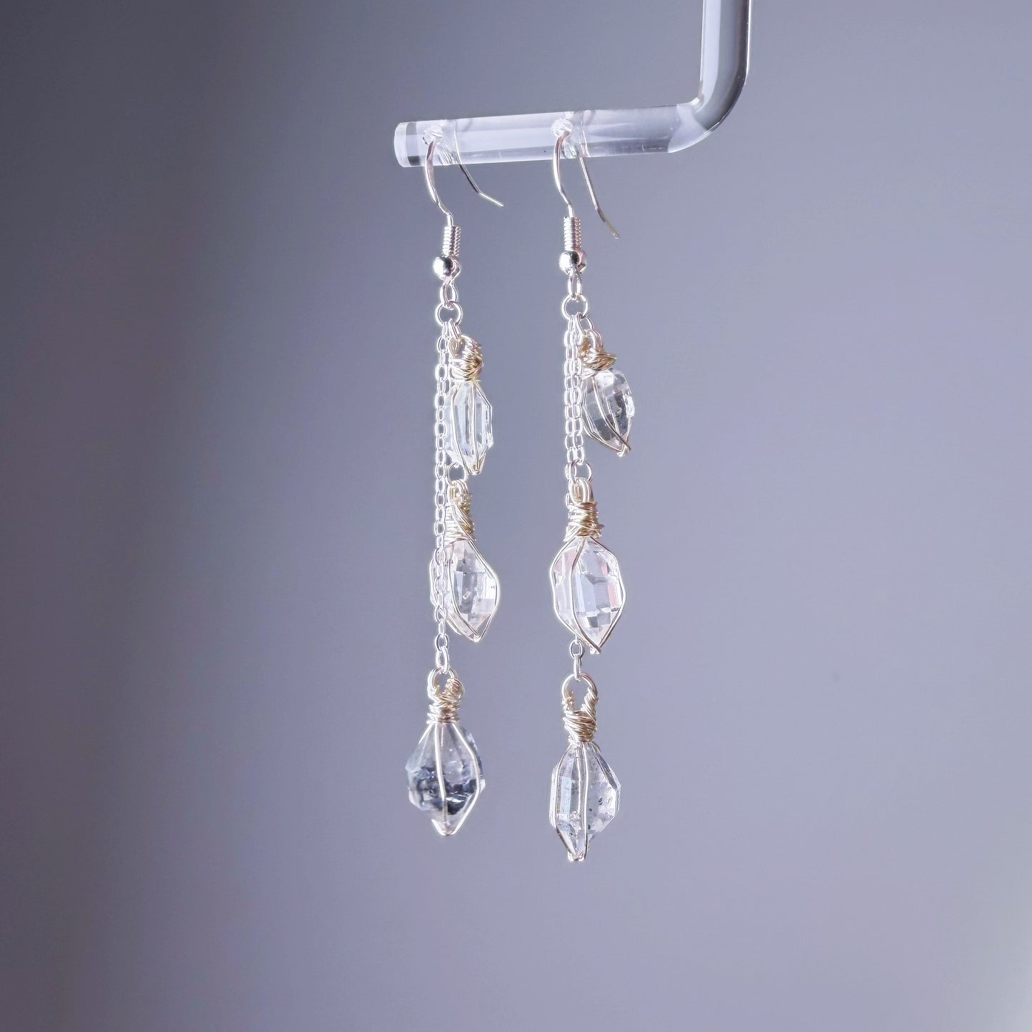 Handmade Natural Herkimer Diamond Raw Stones Crystal Earrings